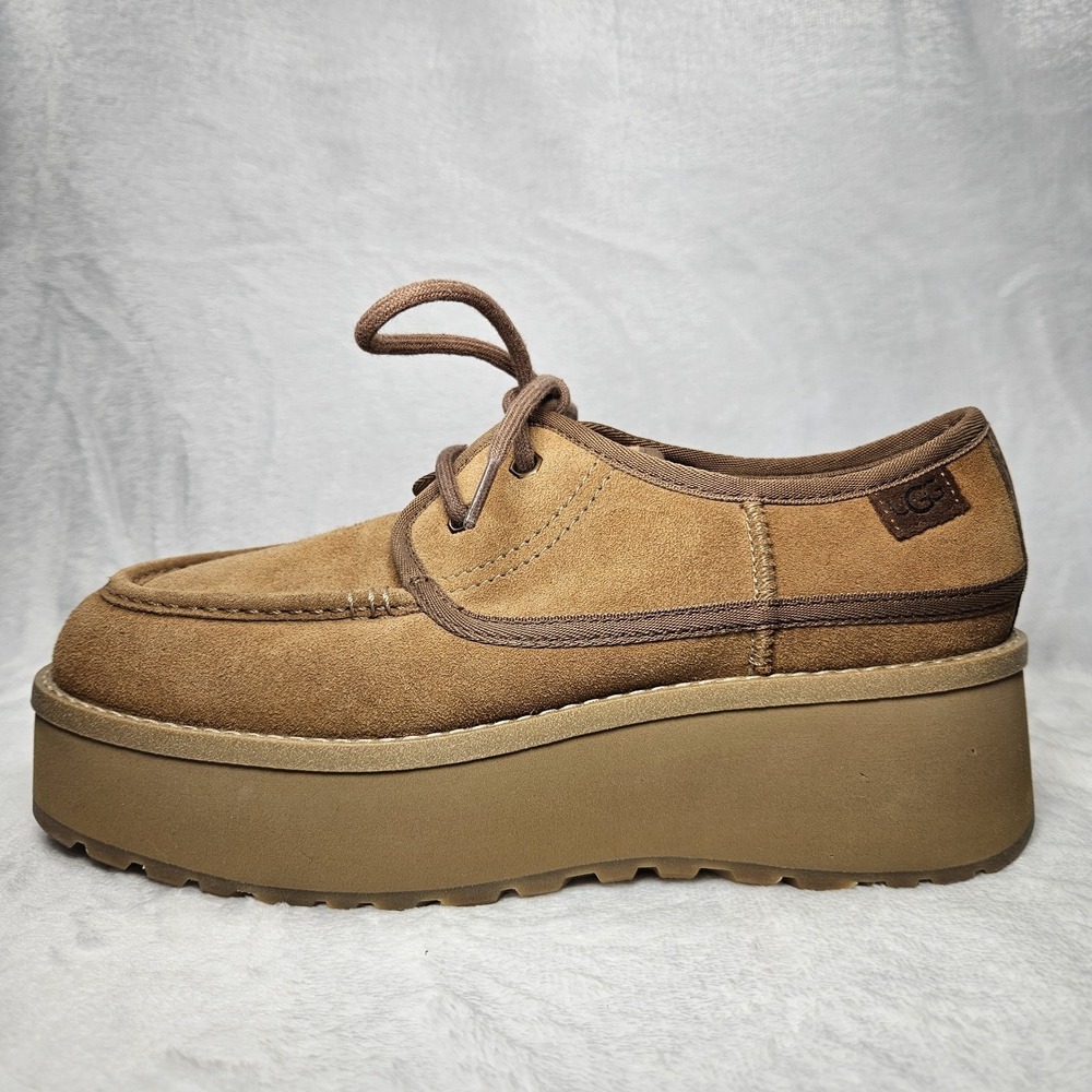 New UGG Cityfunc Lace Platform Sneakers Chestnut Suede Women's 8 (Tiny Defect) - Picture 8 of 12